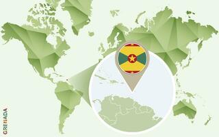 Infografica per granata, dettagliato carta geografica di grenada con bandiera. vettore