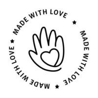 un icona simboleggiante prodotti fatto con amore, sottolineando artigianato, fatto a mano eccellenza, il ispirato all'amore emblema, e il circolare artigiano distintivo. vettore