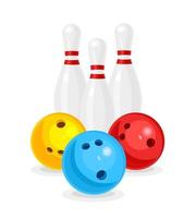 birilli e palle da bowling. sport. vettore