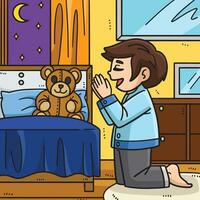 cristiano preghiere bambino colorato cartone animato vettore