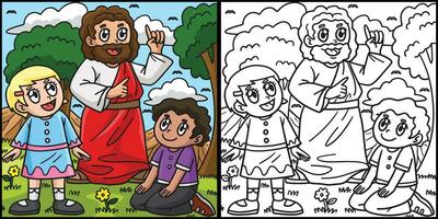 cristiano Gesù con moderno bambini illustrazione vettore