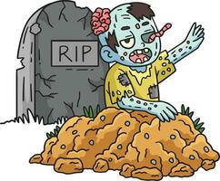 zombie crescente il tomba cartone animato colorato clipart vettore