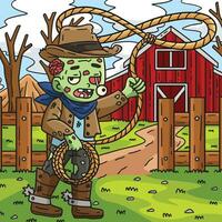 zombie nel un' cowboy attrezzatura colorato cartone animato vettore