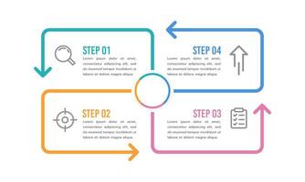 4 processi frecce linea Infografica per successo. vettore illustrazione.