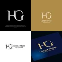 logo iniziale hg lettering tipografia moderno vettore