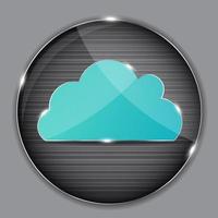 pulsante di vetro vettoriale con icona a forma di nuvola