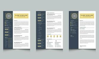 creativo curriculum vitae disposizione con copertina lettera pagina giallo design vettore