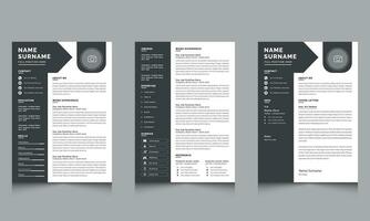 curriculum vitae e copertina lettera con leggero nero sidebar design vettore