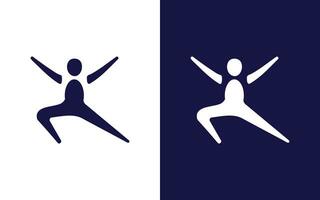 uomini yoga logo design vettore