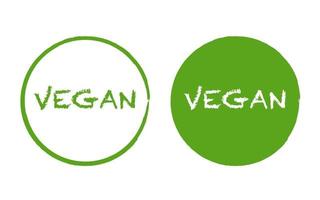 semplice logo di cibo vegano disegnato a mano sul cerchio verde vettore