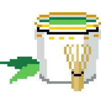 verde tè cartone animato icona nel pixel stile vettore
