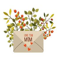 saluto carta con il iscrizione io amore voi, mamma , vettore