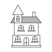 carino scandinavo scarabocchio Casa. olandese canale lineare casa. tradizionale architettura di Olanda, Belgio e amsterdam. mano disegnato vettore illustrazione isolato su bianca sfondo.