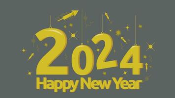 2024 nuovo anno oro numero con fuoco d'artificio illustrazione. adatto per sfondo e bandiera nuovo anno. vettore