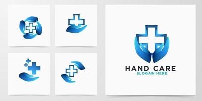impostare il logo della croce medica moderna per la cura delle mani