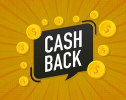 cashback concetto logo. denaro contante indietro blu bandiera su bianca sfondo vettore