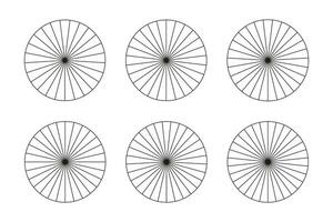 collezione segmentato grafici isolato su un' bianca sfondo. molti numero di settori dividere il cerchio su pari parti. impostato di torta grafici. schema magro grafica. vettore illustrazione.
