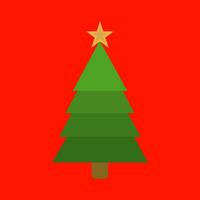 Natale albero piatto icona su rosso sfondo. vettore