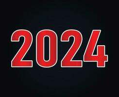 2024 nuovo anno vacanza astratto rosso grafico design vettore logo simbolo illustrazione con nero sfondo