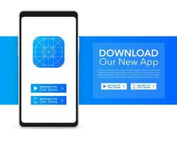 Scarica pagine. mobile App applicazione. attività commerciale concetto. mano toccare schermo smartphone icona. vettore