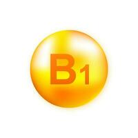 vitamina b1 con realistico far cadere su grigio sfondo. particelle di vitamine nel il mezzo. vettore illustrazione.