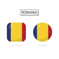 bandiera di Romania 2 forme icona 3d cartone animato stile. vettore