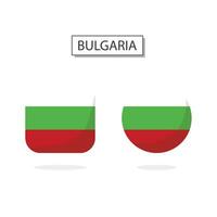 bandiera di Bulgaria 2 forme icona 3d cartone animato stile. vettore