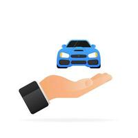 piatto illustrazione con auto nel mano. vettore piatto illustrazione. documento icona concetto. attività commerciale vettore icona.