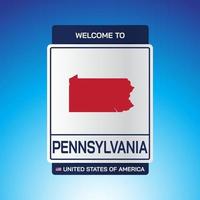 il segno stati uniti d'america con messaggio, pennsylvania e mappa vettore