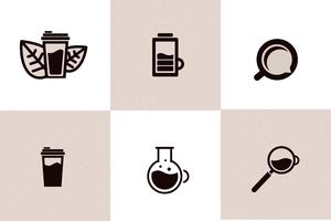 Set di icone web caffè - tazza, energia, bevanda portare via. Oggetto logo con linea nera. Illustrazione al tratto vettoriale