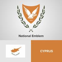 Emblema nazionale, mappa e bandiera di Cipro vettore