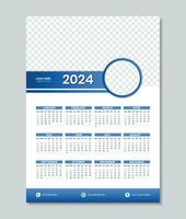 mensile calendario modello per 2024 anno. settimana inizia su domenica. parete calendario modello design. vettore