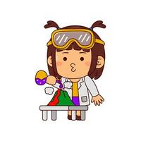 carino scienziato ragazza cartone animato personaggio vettore illustrazione