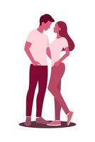 silhouette di persone caduta nel amore. coppia uomini e donne rosa silhouette in piedi abbracciare .inizio di un' coppia relazione.amore vettore illustrazione.