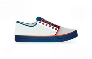bianca sneaker design con di spessore suole e arancia lacci delle scarpe per casuale uso, opera, gli sport, scuola, in esecuzione. vettore