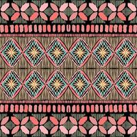 ikat floreale paisley ricamo su nero sfondo.geometrico etnico orientale modello tradizionale.azteco stile astratto vettore illustrazione.disegno per trama, tessuto, abbigliamento, avvolgimento, decorazione, tappeto.