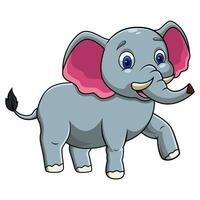 un' carino elefante cartone animato a piedi vettore