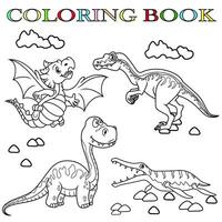 colorazione libro con cartone animato dinosauri vettore