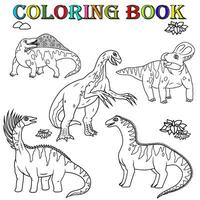 colorazione libro con cartone animato dinosauri vettore