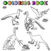 colorazione libro con cartone animato dinosauri vettore