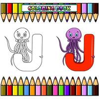 illustrazione di j lettera per gelatina pesce per colorazione libro vettore