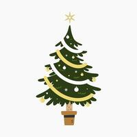 un' carino Natale albero con bello decorazione piatto vettore illustrazione isolato su bianca sfondo. allegro Natale e contento nuovo anno