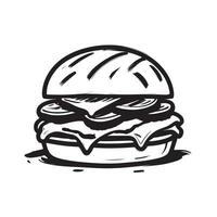 mano disegnato illustrazione di hamburger, Hamburger, hamburger al formaggio vettore