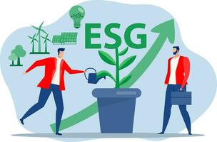 esg investire crescita, ambientale investimento valutazione con rinnovabile risorse consumo verde finanza e urto investire per sostenibile vettore illustrazione.