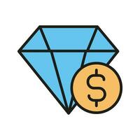 diamante con i soldi, illustrazione di gioielleria attività commerciale e investimento icona vettore