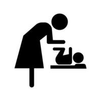bambino pannolino mutevole silhouette icona. assistenza infermieristica camera. vettore. vettore