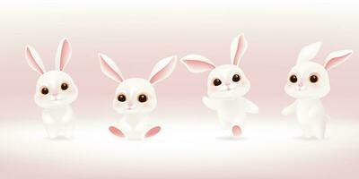 vettore mano dipinto carino cartone animato coniglio collezione