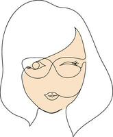 uno linea disegno viso. astratto donna ritratto. moderno minimalismo arte. uno linea ragazza o donna ritratto design. mano disegnato minimalismo stile vettore illustrazione. femmina signora linea arte illustrazione.