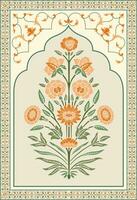Mughal fiore motivo. botanico floreale etnico motivo, e indiano Mughal fiore motivo con sfondo. vettore