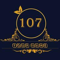 nuovo unico logo design con numero 107 vettore